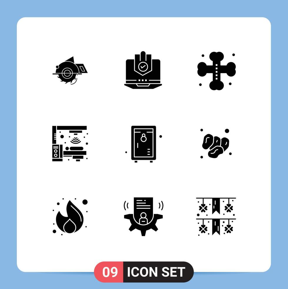 redigerbar vektor linje packa av 9 enkel fast glyfer av onkologi halloween bärbar dator grav fladdermöss redigerbar vektor design element