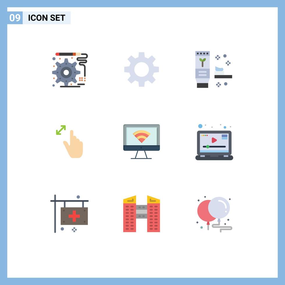 uppsättning av 9 modern ui ikoner symboler tecken för wiFi dator naturlig Rör gränssnitt redigerbar vektor design element