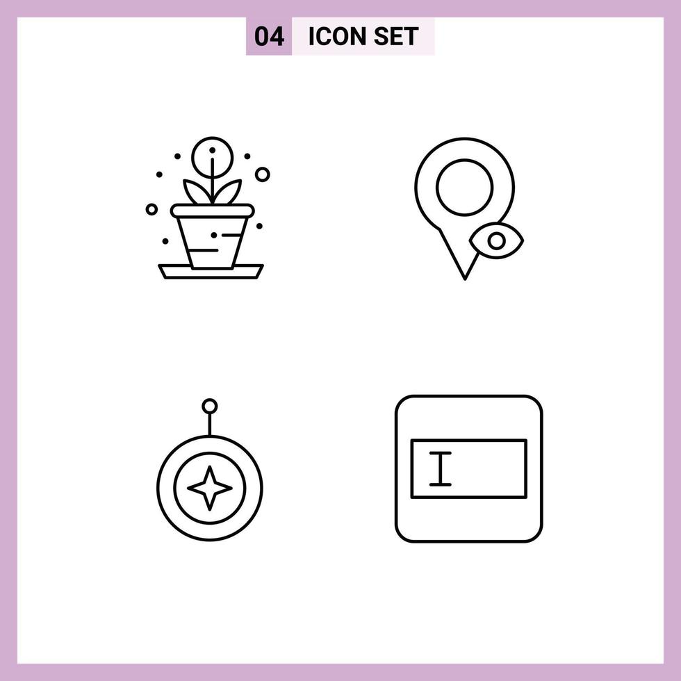 Linie Pack von 4 Universal- Symbole von kreativ Medaille Auge Zeiger Ehre editierbar Vektor Design Elemente