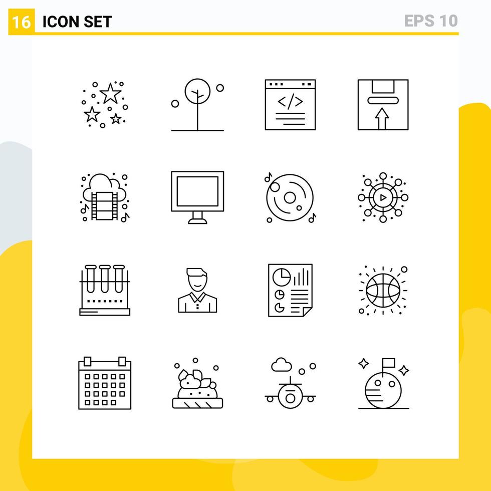 16 thematisch Vektor Umrisse und editierbar Symbole von Paket Griff Browser Lieferung Schnittstelle editierbar Vektor Design Elemente