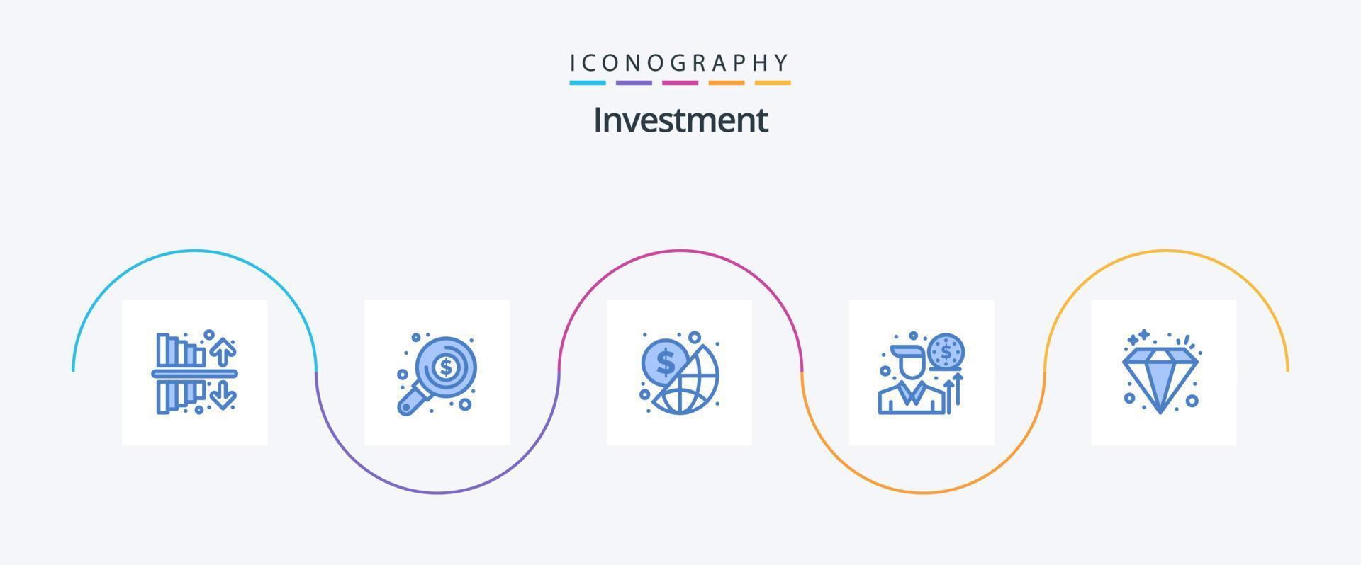 Investition Blau 5 Symbol Pack einschließlich Juwel. Diamant. Geschäft. Investor. Geschäftsmann vektor