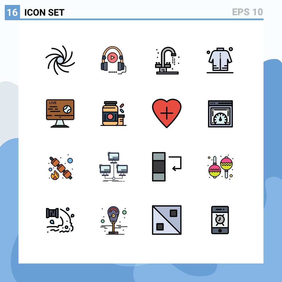 universell ikon symboler grupp av 16 modern platt Färg fylld rader av leva eid kran handla skjorta redigerbar kreativ vektor design element