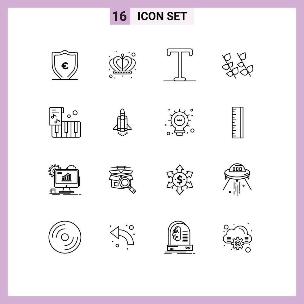 uppsättning av 16 modern ui ikoner symboler tecken för lansera instrument semi djärv dragspel natur redigerbar vektor design element