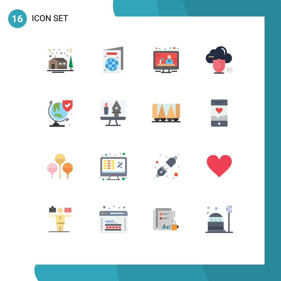 användare gränssnitt packa av 16 grundläggande platt färger av säkerhet värld media skydd skydda redigerbar packa av kreativ vektor design element