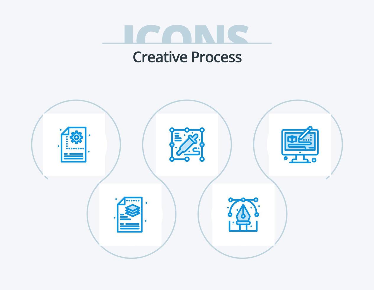 kreativ bearbeta blå ikon packa 5 ikon design. bearbeta. bearbeta. penna. kreativ. miljö vektor