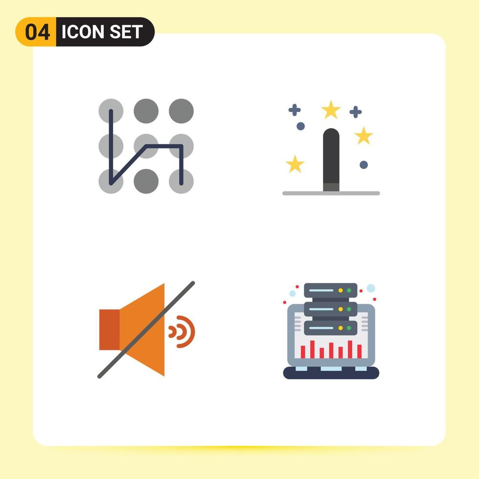 packa av 4 modern platt ikoner tecken och symboler för webb skriva ut media sådan som mönster stum säkerhet utveckling volym redigerbar vektor design element