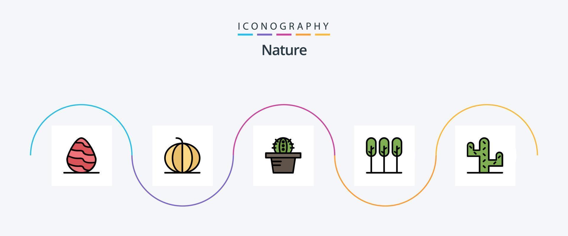 Natur Linie gefüllt eben 5 Symbol Pack einschließlich . Wüste. Gemüse. Kaktus. Baum vektor