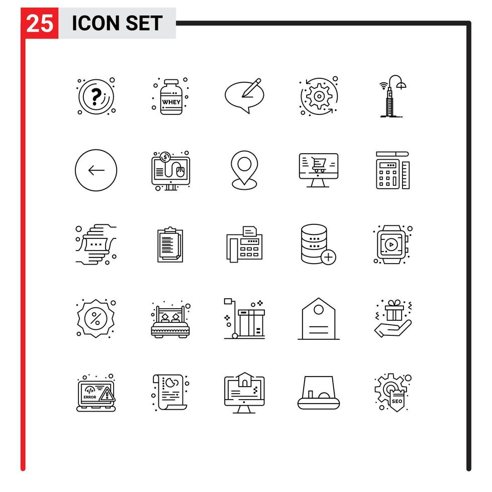 Pack von 25 kreativ Linien von System aktualisieren Aktualisierung Molke Pfeile Stift editierbar Vektor Design Elemente