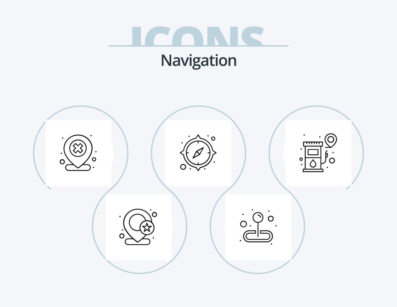 Navigation Linie Symbol Pack 5 Symbol Design. Richtung. Universität. GPS. Schule. Ausrüstung vektor