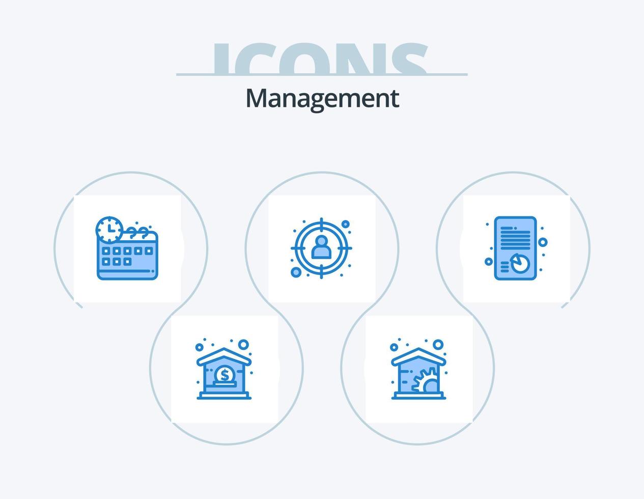 förvaltning blå ikon packa 5 ikon design. Rapportera. tillväxt. förvaltning. mål. profil vektor