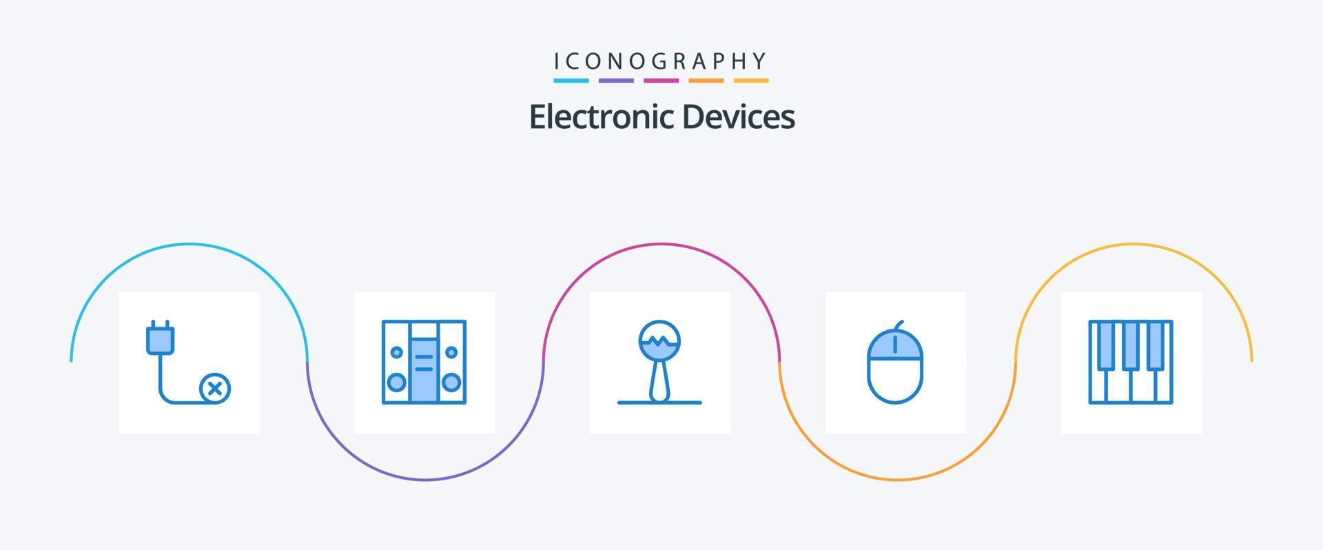 Geräte Blau 5 Symbol Pack einschließlich Musik. Maus. Instrument. Hardware. Geräte vektor