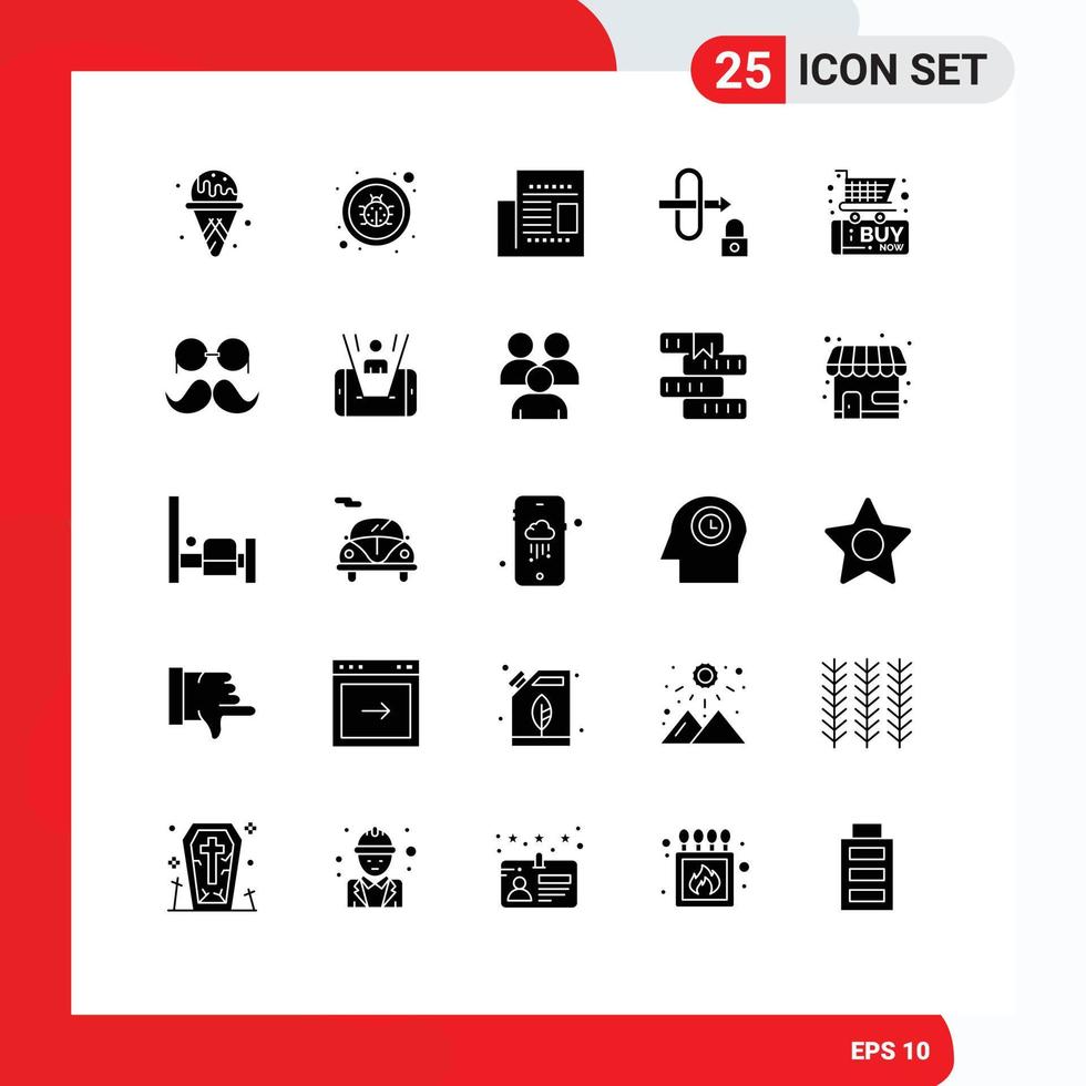 25 kreativ Symbole modern Zeichen und Symbole von Einkaufen Kaufen Zeitung schwarz Freitag sperren editierbar Vektor Design Elemente