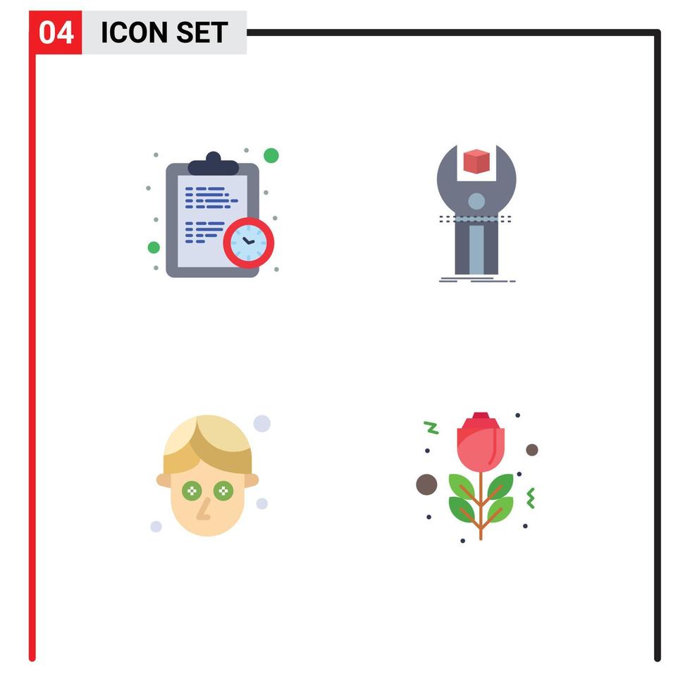 packa av 4 kreativ platt ikoner av klocka gurka uppskatta utveckling mask redigerbar vektor design element