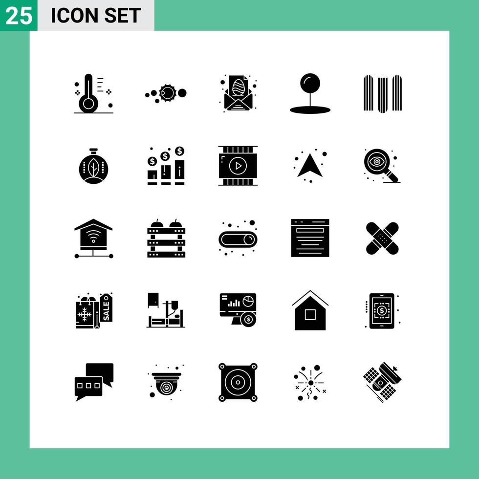 uppsättning av 25 modern ui ikoner symboler tecken för dokumentera stift astronomi samordna meddelande redigerbar vektor design element