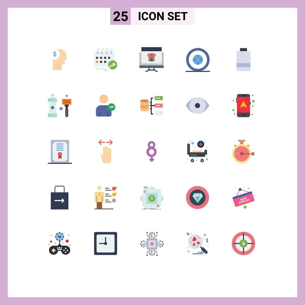 Piktogramm einstellen von 25 einfach eben Farben von global Einkaufen Datum online Marketing editierbar Vektor Design Elemente