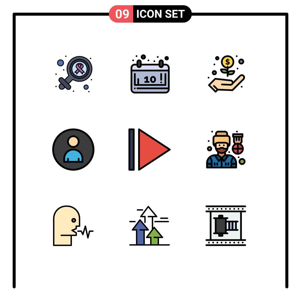 9 kreativ ikoner modern tecken och symboler av pilot spela hand användare marknadsföring redigerbar vektor design element