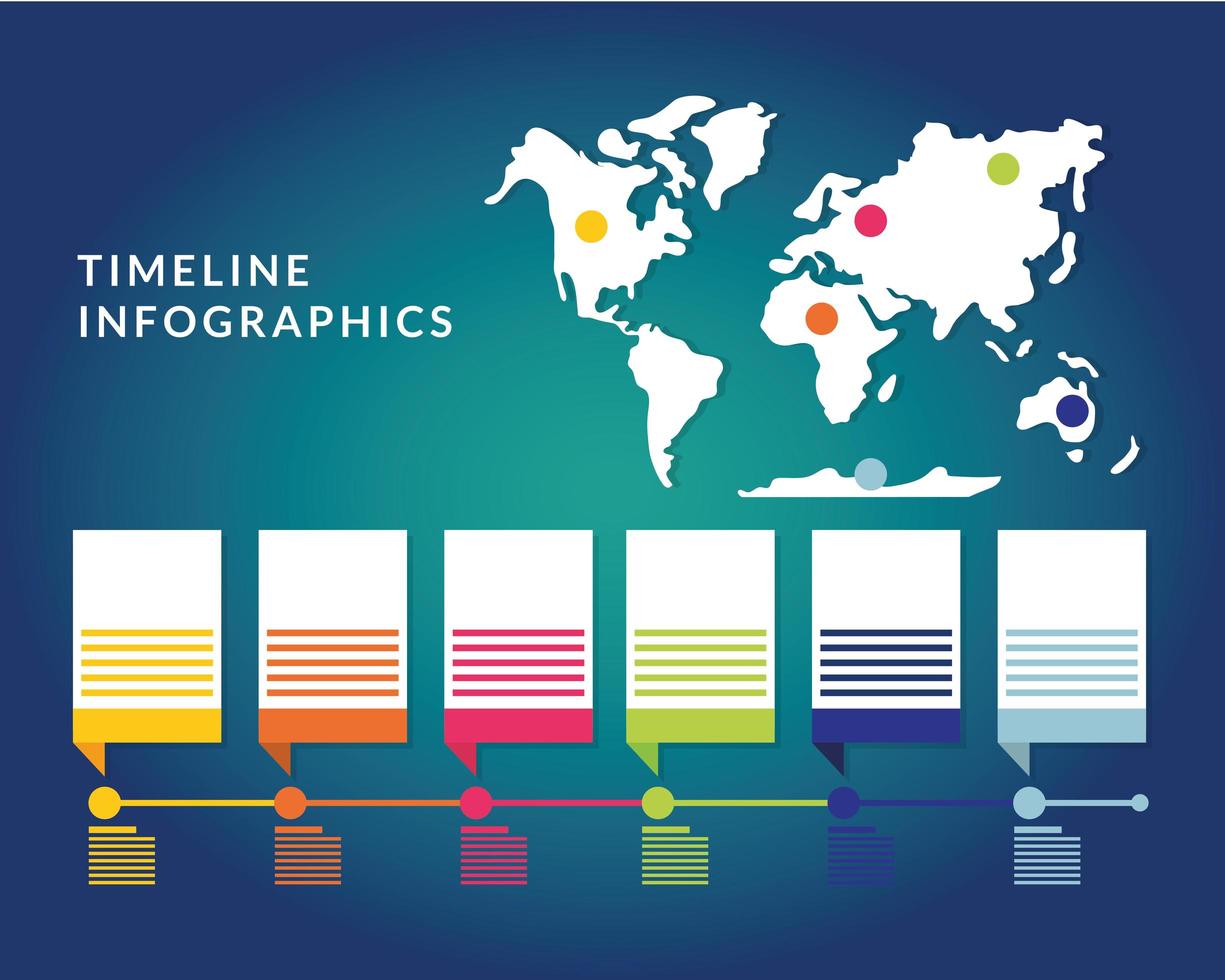 Zeitleiste Infografik mit Weltkarte vektor