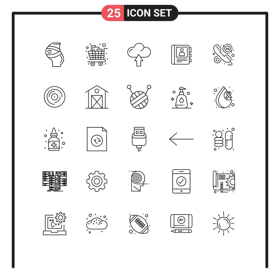 modern uppsättning av 25 rader och symboler sådan som info bok handla telefon upp redigerbar vektor design element