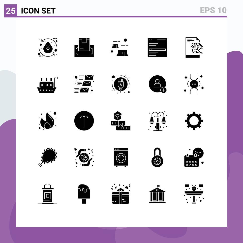 uppsättning av 25 modern ui ikoner symboler tecken för gränssnitt kommunikation pengar miljö avskogning redigerbar vektor design element