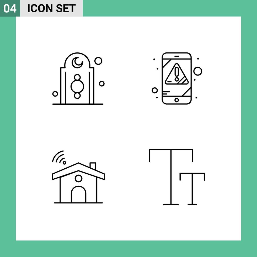 einstellen von 4 modern ui Symbole Symbole Zeichen zum Dekoration W-lan Turm Error Signal editierbar Vektor Design Elemente