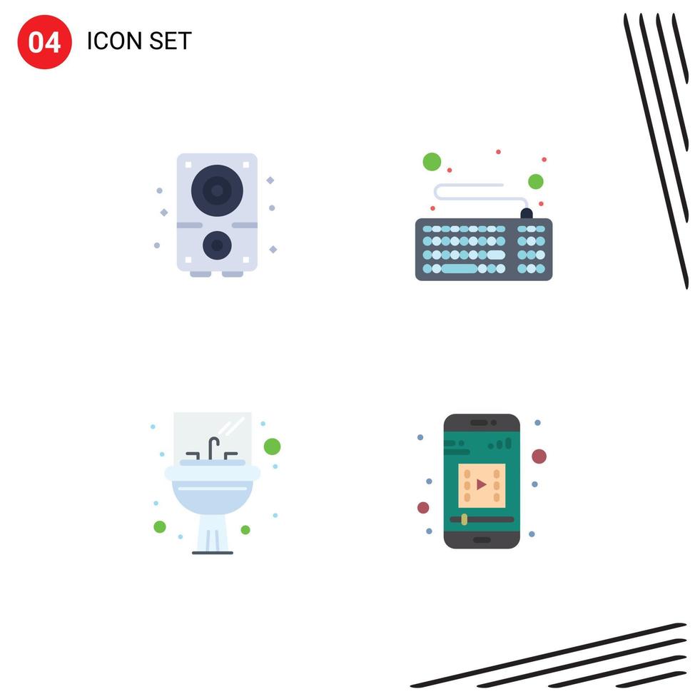 4 universell platt ikoner uppsättning för webb och mobil tillämpningar audio handfat ljud hårdvara spegel redigerbar vektor design element