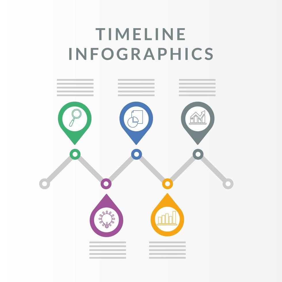 Timeline-Infografik-Vorlage mit Symbolen vektor