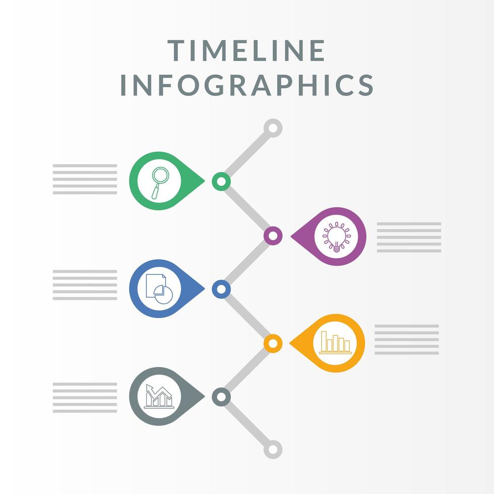 Timeline-Infografik-Vorlage mit Symbolen vektor