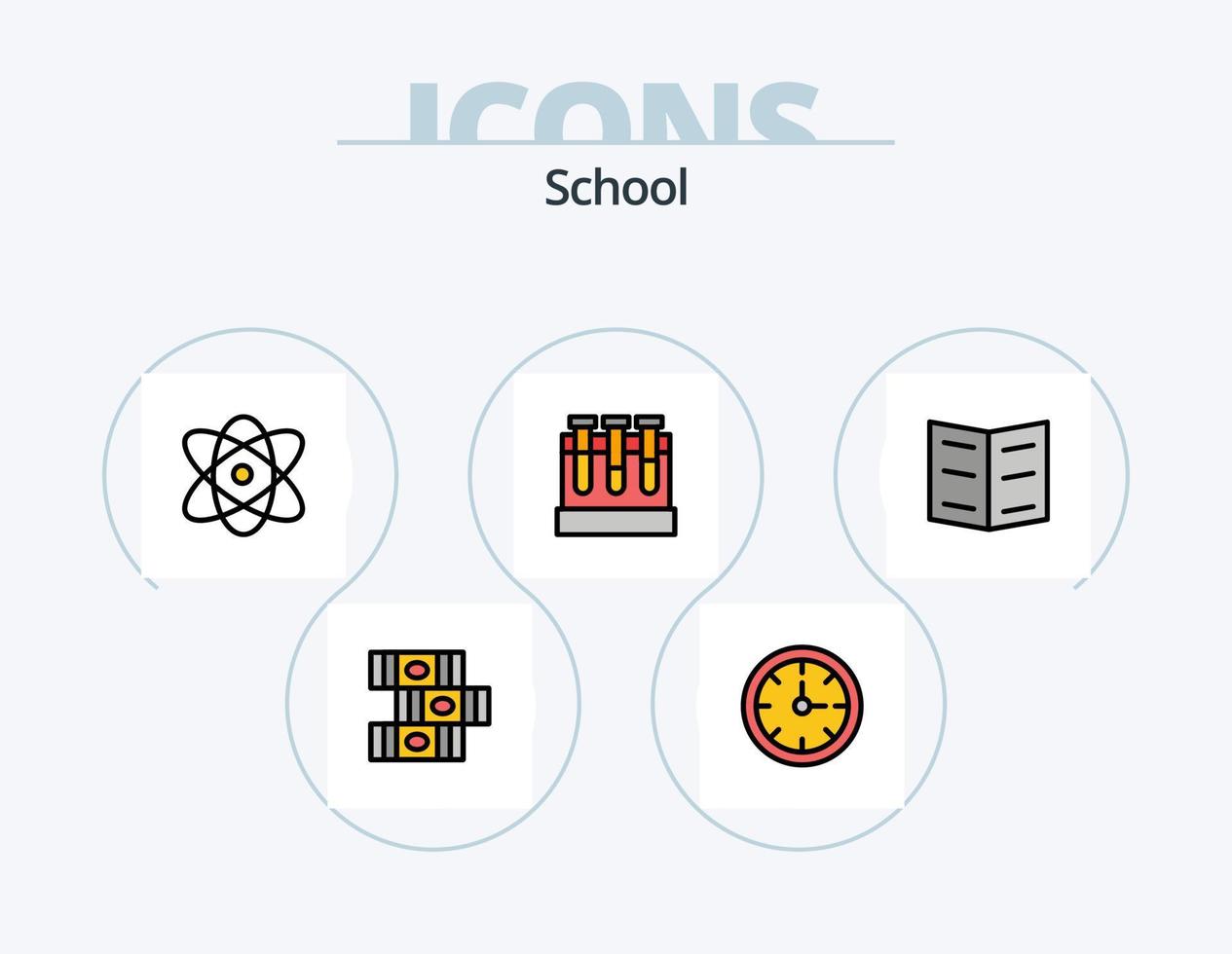 skola linje fylld ikon packa 5 ikon design. . fotboll. linjal. spel. skola vektor