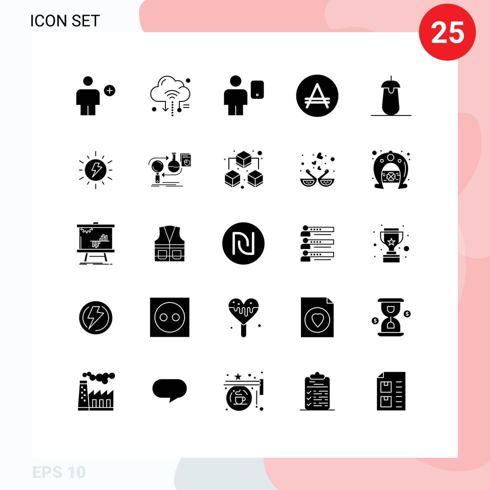 25 Universal- solide Glyphe Zeichen Symbole von austral Amerika Wolke Handy, Mobiltelefon Gerät editierbar Vektor Design Elemente