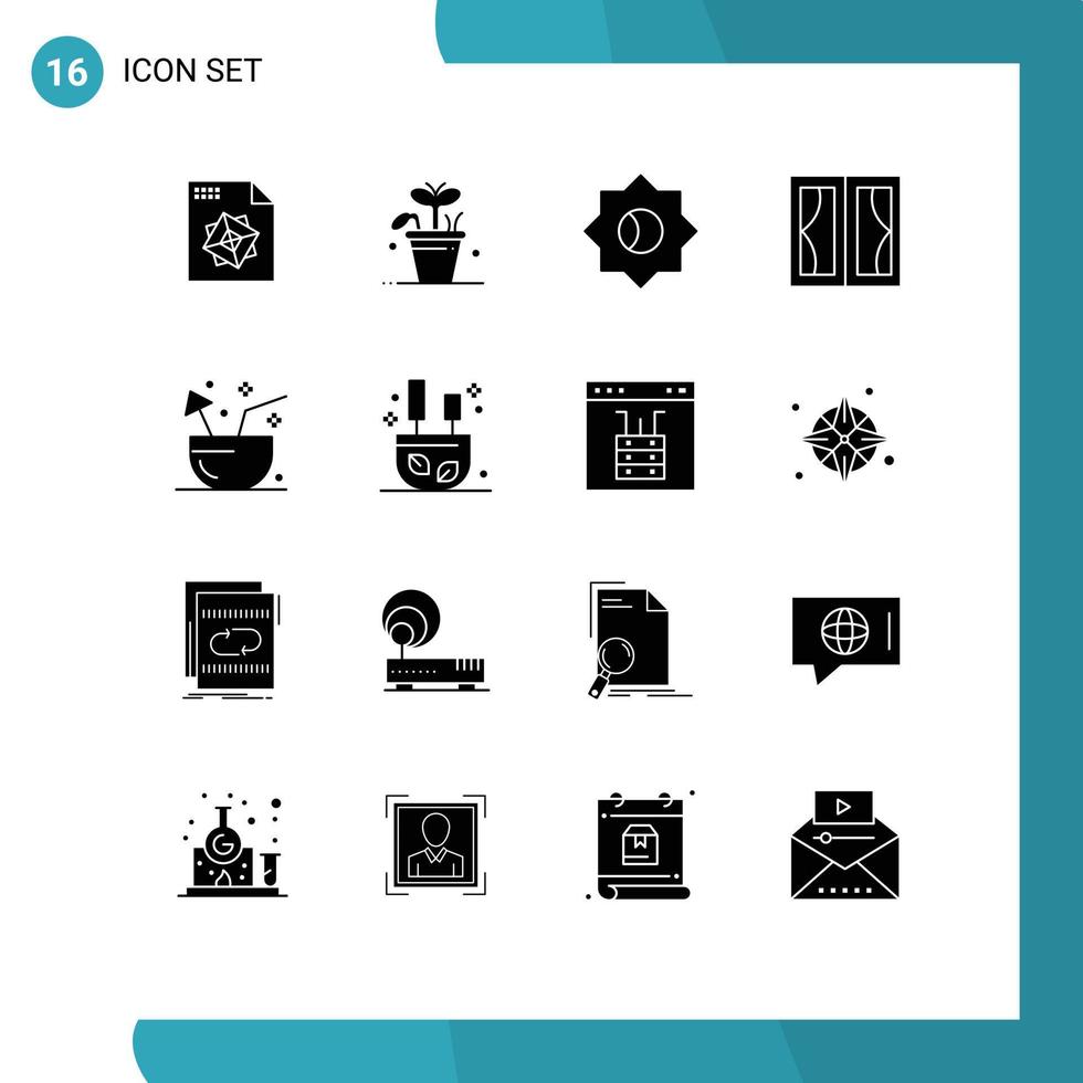 einstellen von 16 modern ui Symbole Symbole Zeichen zum Obst Kokosnuss Rahmen Haus Möbel editierbar Vektor Design Elemente