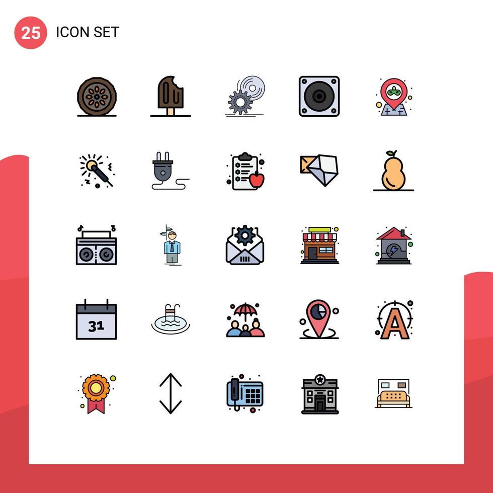 användare gränssnitt packa av 25 grundläggande fylld linje platt färger av mekaniker elektrisk is dvd Installera redigerbar vektor design element