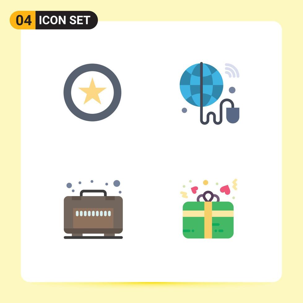 4 tematiska vektor platt ikoner och redigerbar symboler av stjärna resa internet av saker värld kärlek redigerbar vektor design element