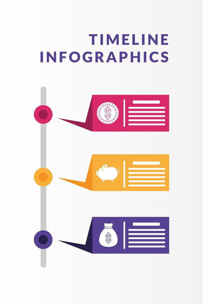 Timeline-Infografik-Vorlage mit Symbolen vektor