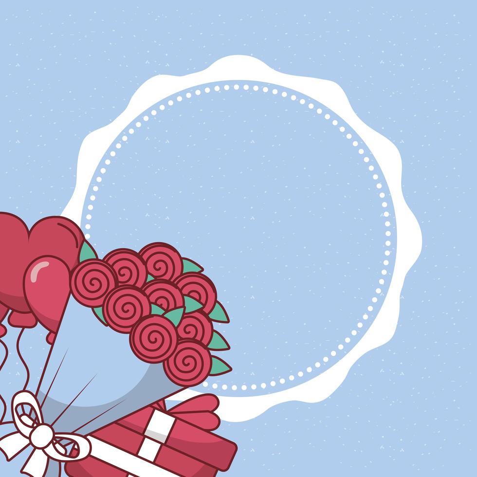 Valentinstag Herzen, Luftballons, Rosen und Geschenk Design vektor