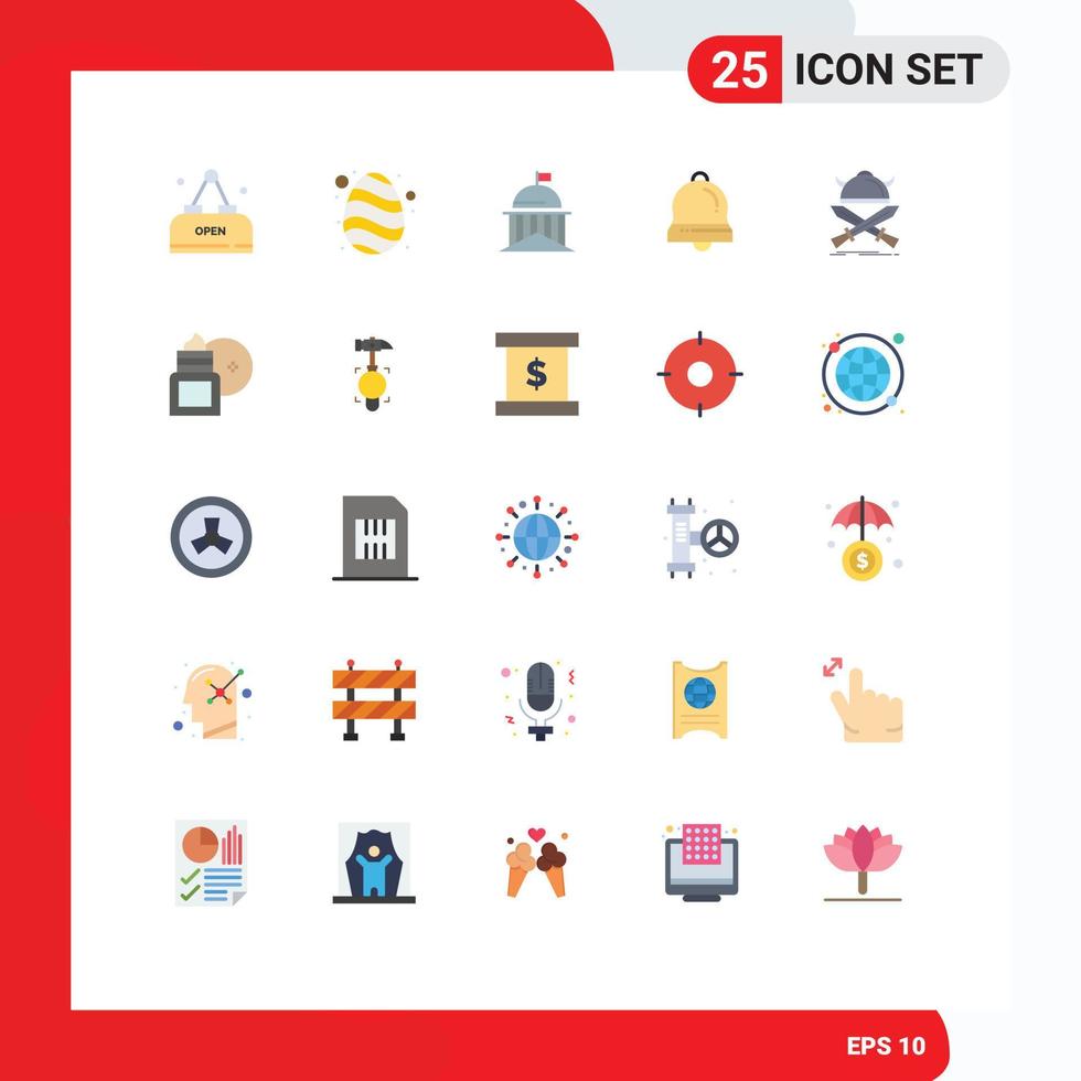 25 användare gränssnitt platt Färg packa av modern tecken och symboler av slåss jul stad klockorna irländsk redigerbar vektor design element