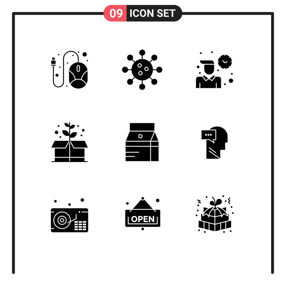 uppsättning av 9 modern ui ikoner symboler tecken för dryck låda laboratorium grön arbetssätt redigerbar vektor design element