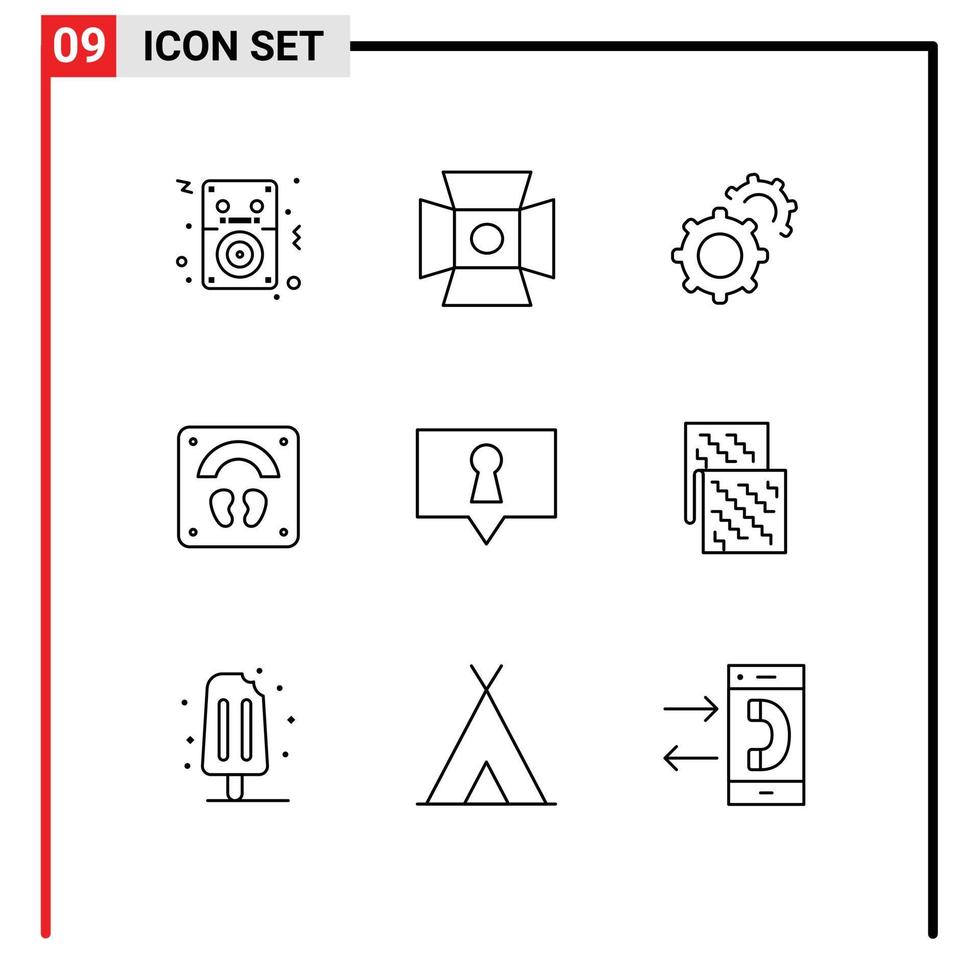 modern uppsättning av 9 konturer och symboler sådan som hemlighet bubbla redskap wellness skala redigerbar vektor design element