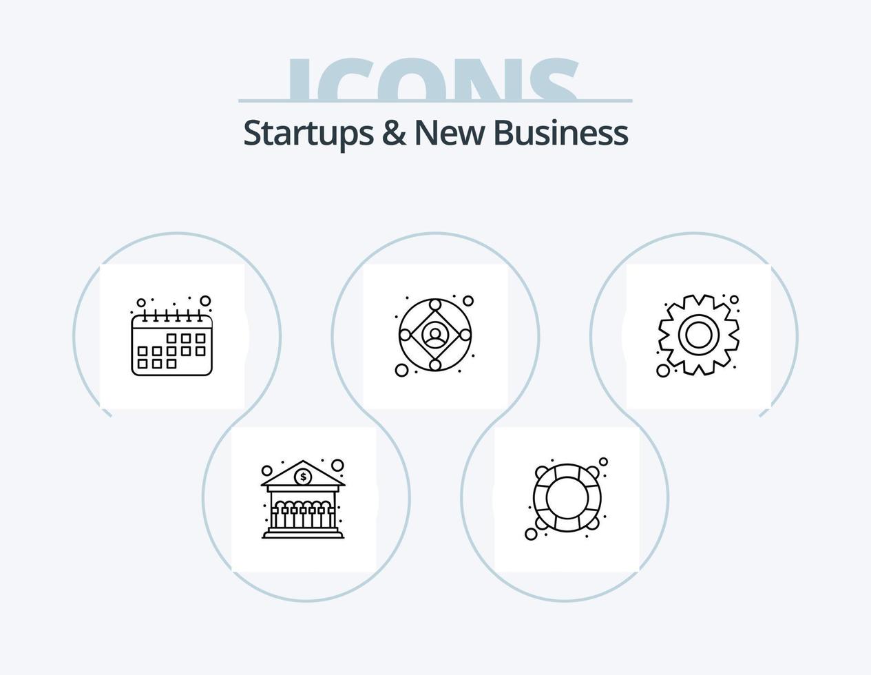 startups och ny företag linje ikon packa 5 ikon design. innehåll. kopp. flagga. kaffe ha sönder. ha sönder vektor