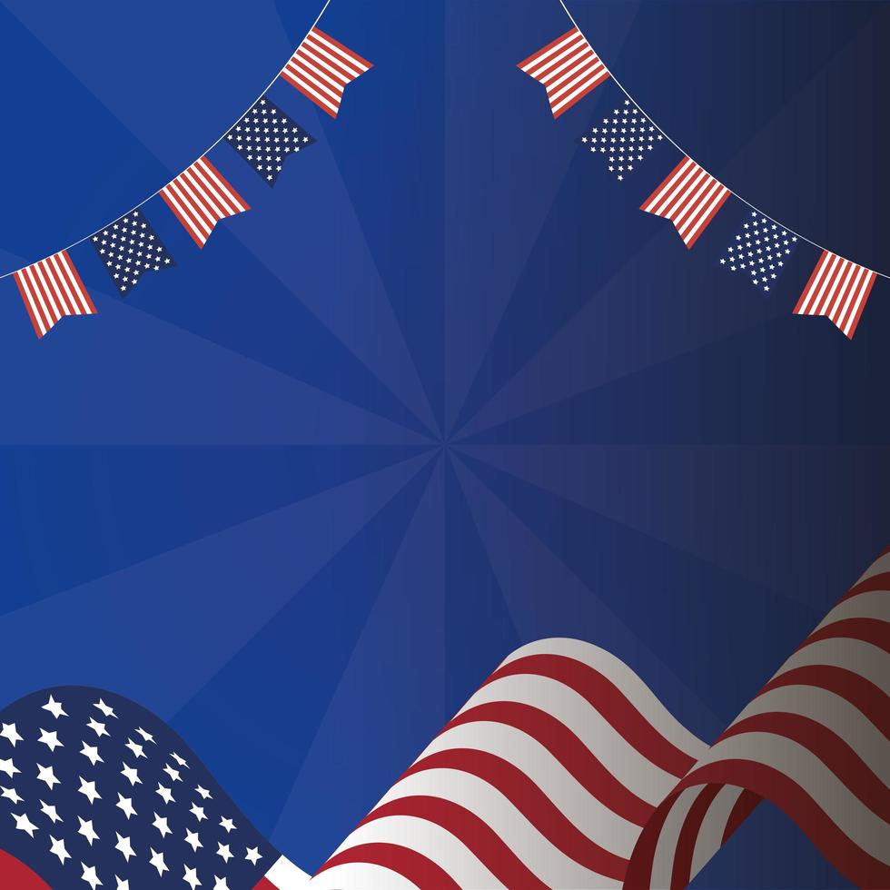 4 juli firande design med flaggor vektor
