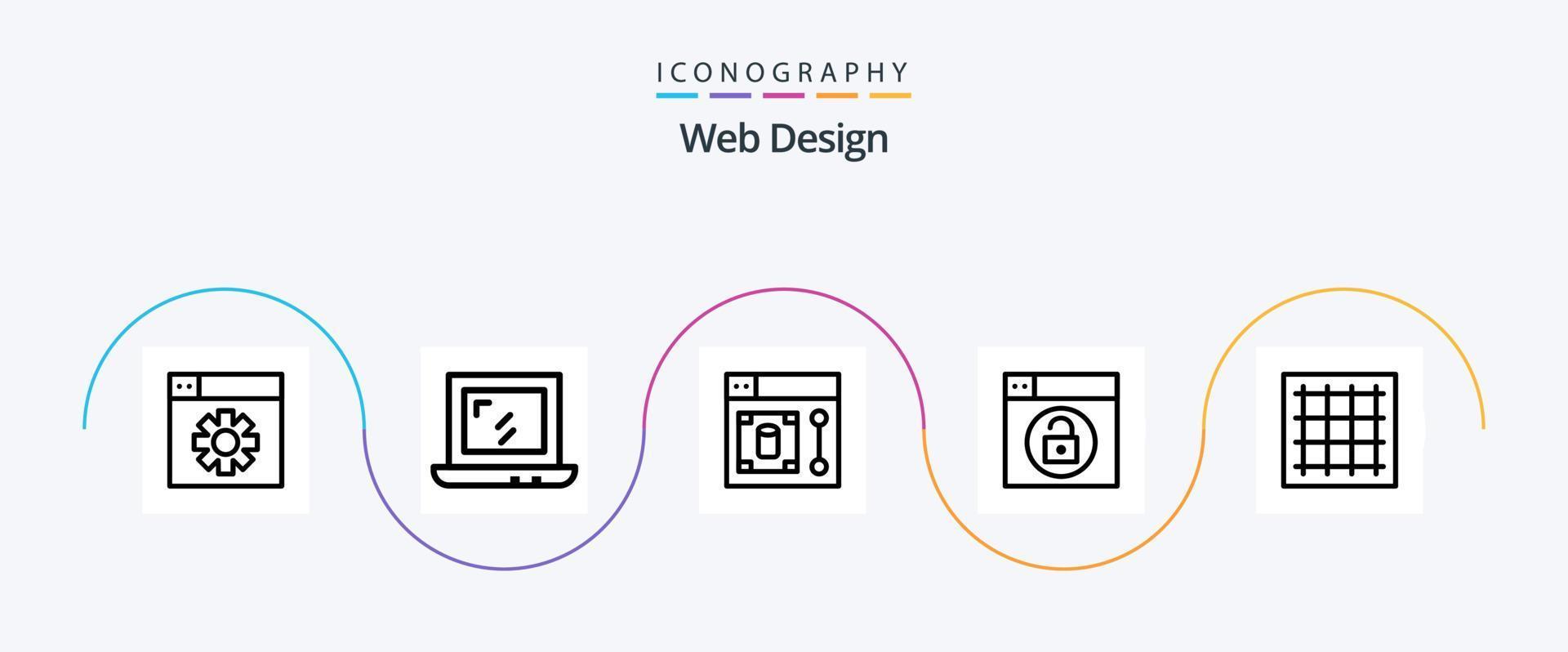 Netz Design Linie 5 Symbol Pack einschließlich Bereich. Graph. Designer. Netz. sperren vektor