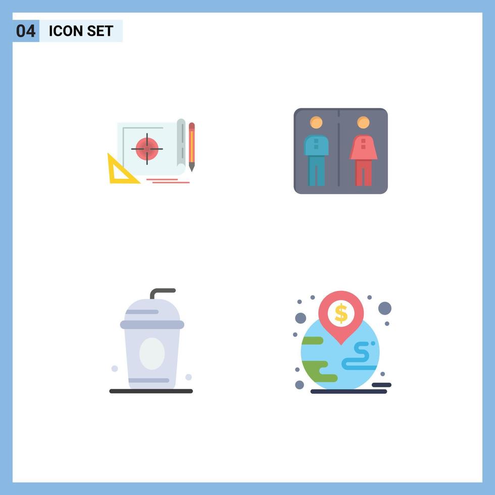 4 användare gränssnitt platt ikon packa av modern tecken och symboler av prestation cola marknadsföring hiss paris redigerbar vektor design element