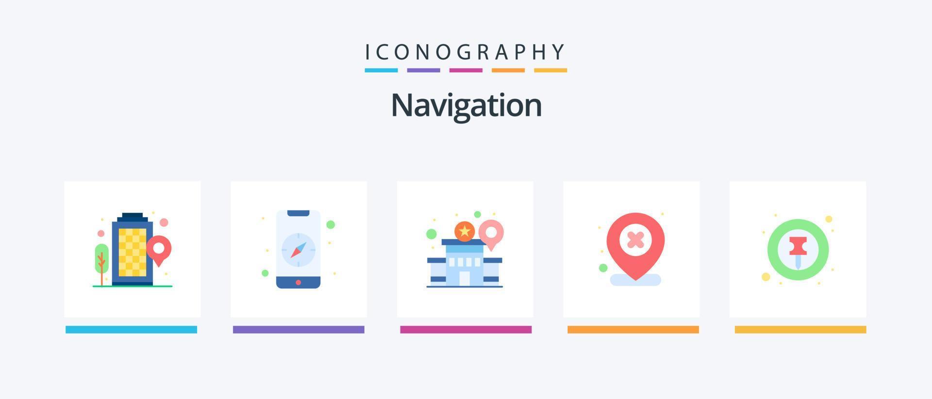 Navigation eben 5 Symbol Pack einschließlich Route. Standort. Polizei. Ort Karte. Karte. kreativ Symbole Design vektor