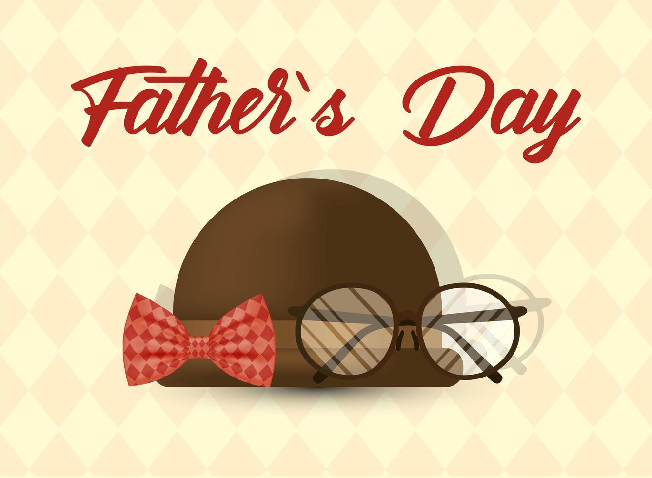 glasögon, hatt och fluga för fars dag firande vektor