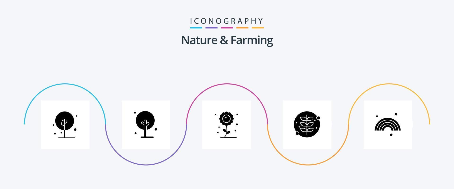 natur och jordbruk glyf 5 ikon packa Inklusive prognos. växt. jordbruk. natur. växa vektor