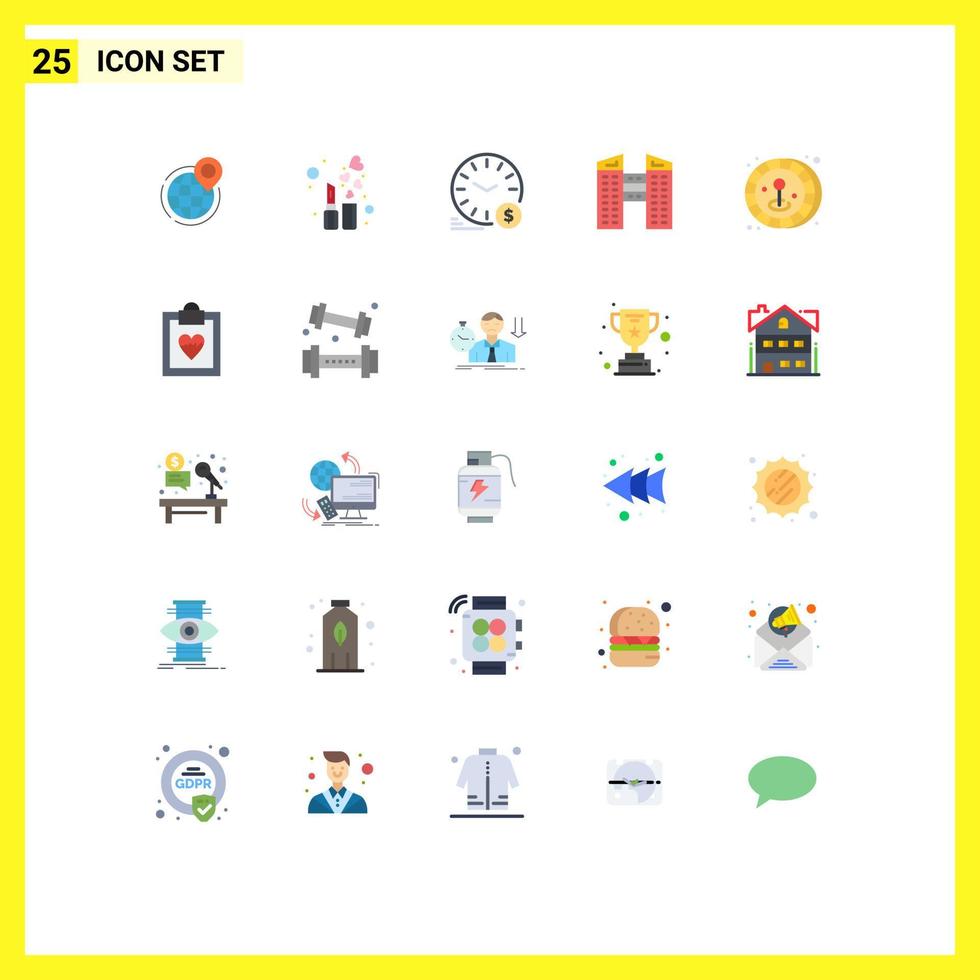 uppsättning av 25 modern ui ikoner symboler tecken för konstruktion byggnader mode valuta dollar redigerbar vektor design element