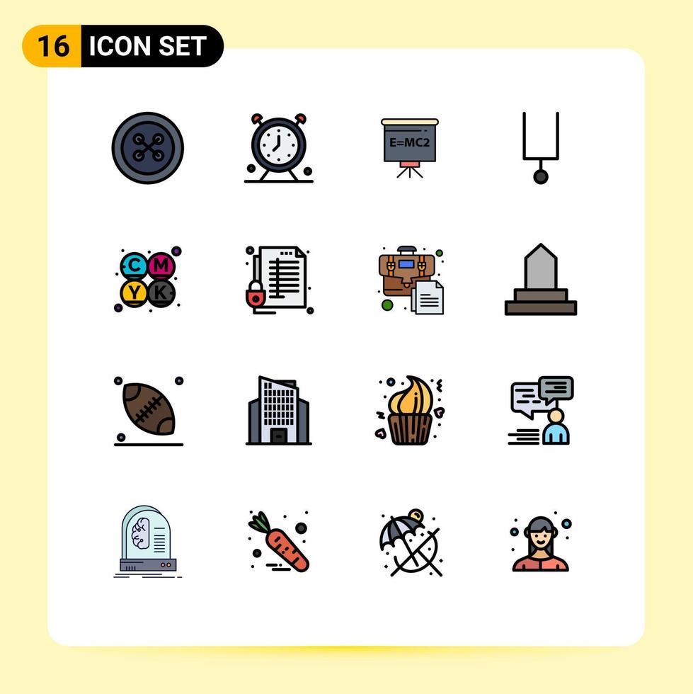 uppsättning av 16 modern ui ikoner symboler tecken för Färg inställning gaffel timer musik utbildning redigerbar kreativ vektor design element