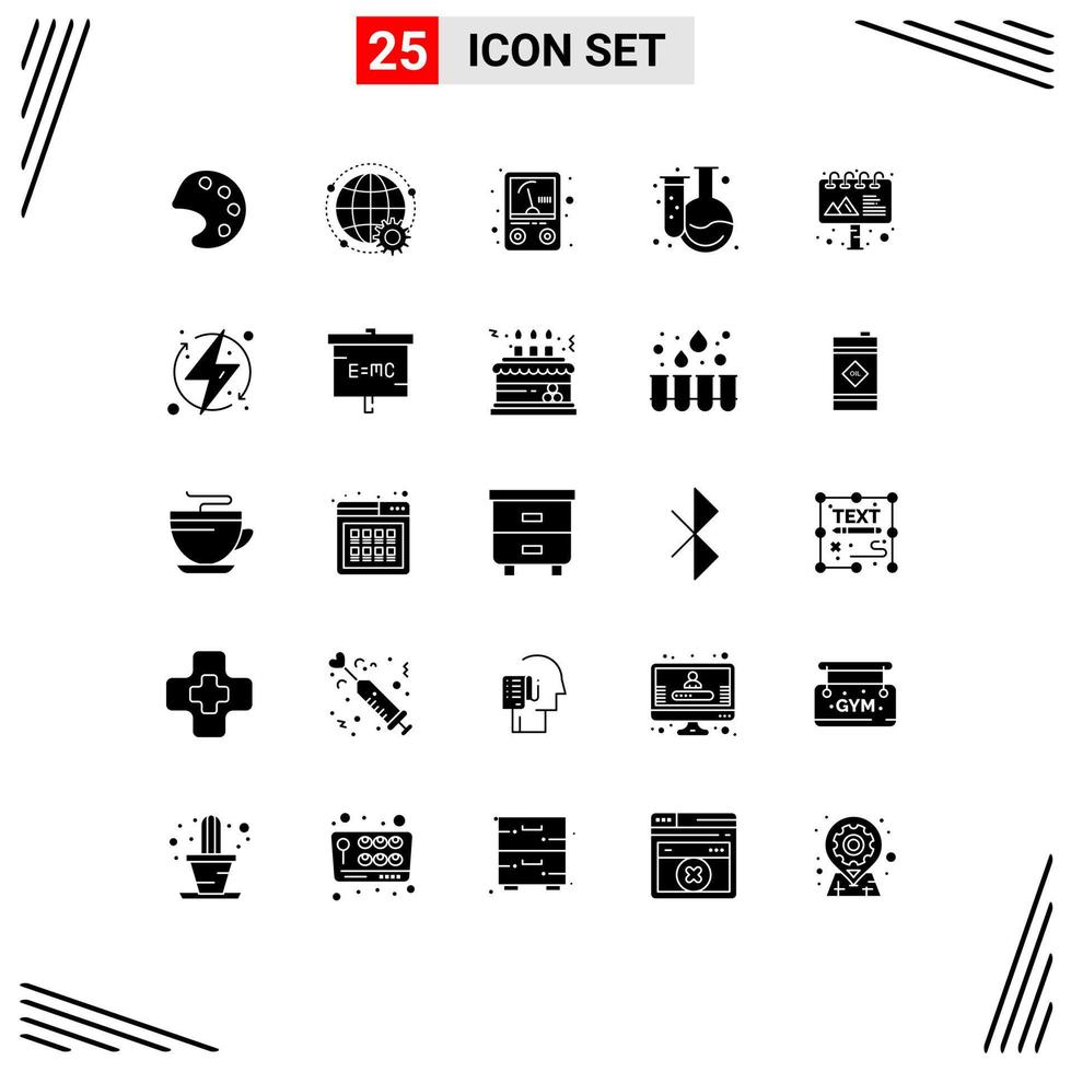 uppsättning av 25 modern ui ikoner symboler tecken för anslagstavla ad ampere flaska kemi redigerbar vektor design element