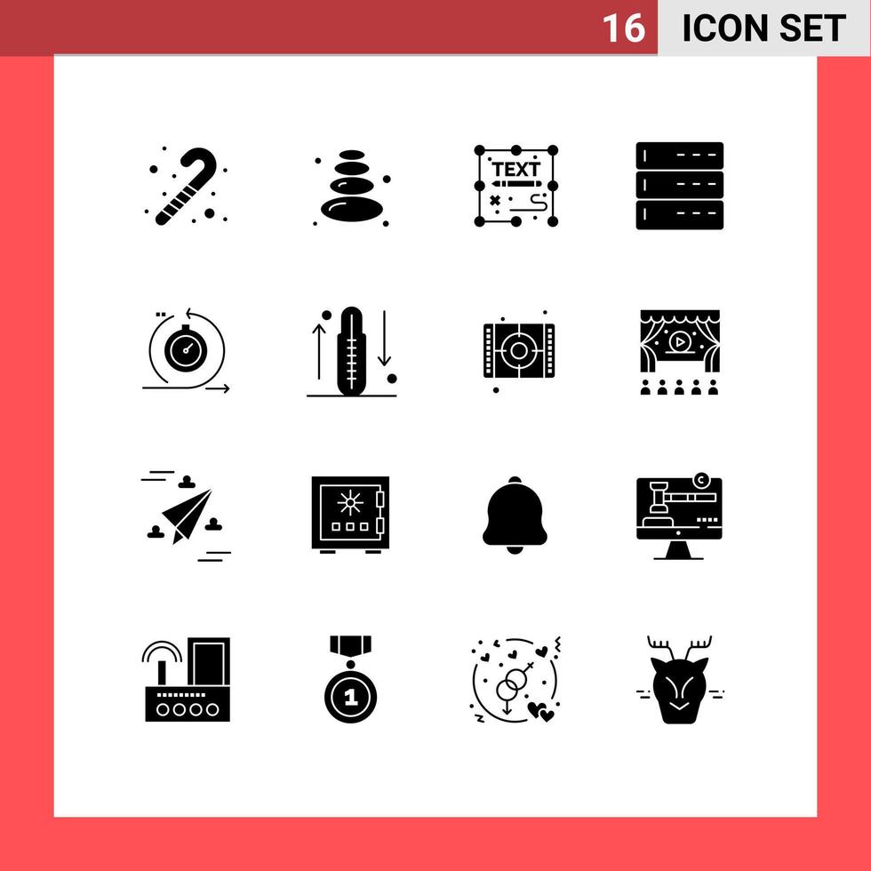 uppsättning av 16 modern ui ikoner symboler tecken för utveckling vig dokumentera server data redigerbar vektor design element