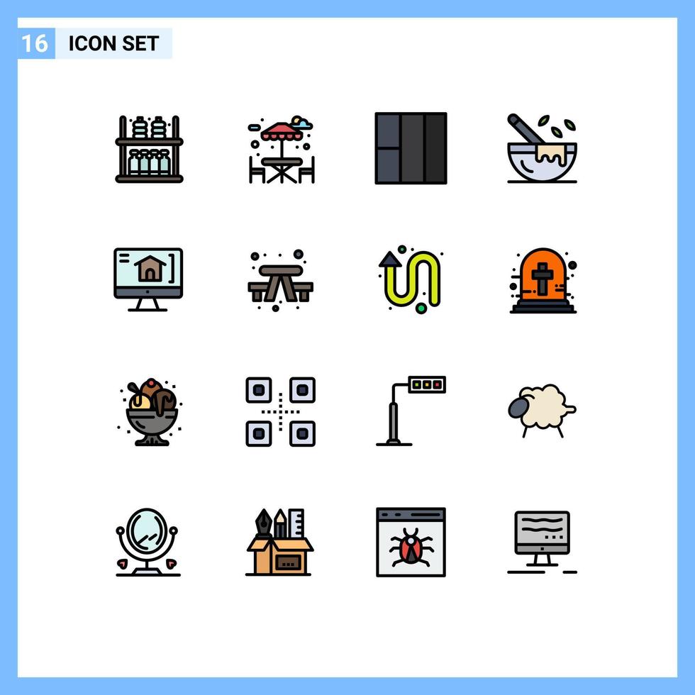 uppsättning av 16 modern ui ikoner symboler tecken för camping hus layout Hem restaurang redigerbar kreativ vektor design element