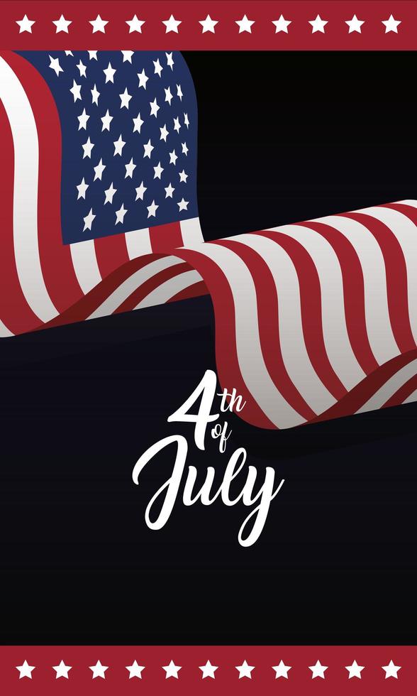 4 juli firande design med USA flagga vektor